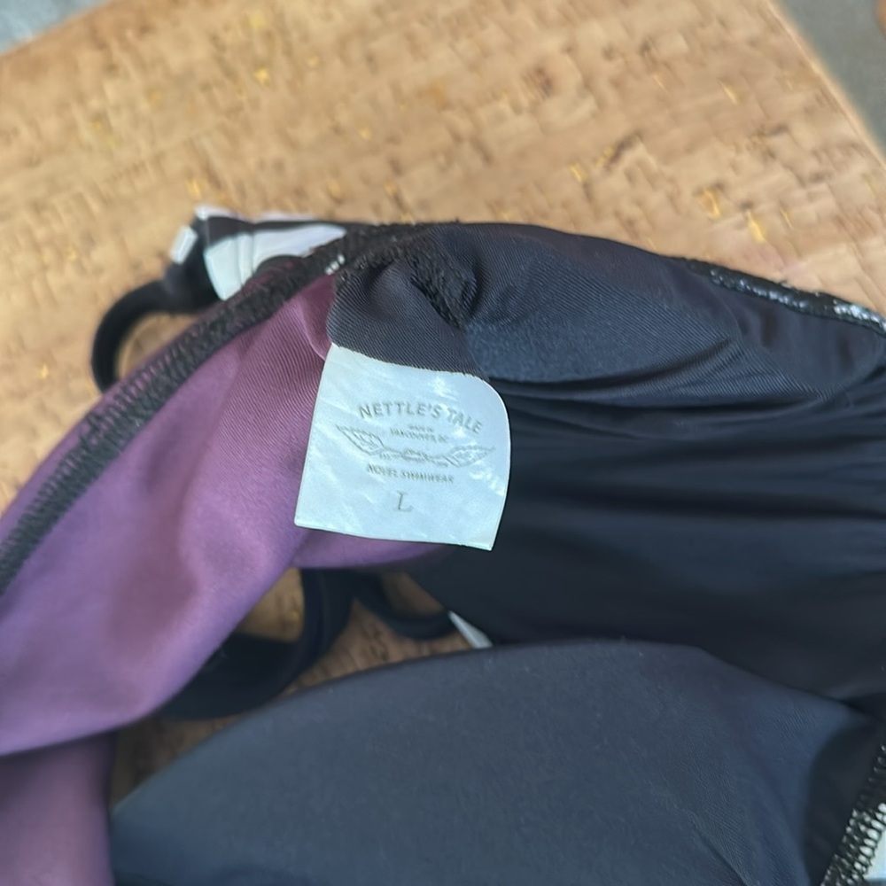 Nettle’s Tale black/white/purple bikini swimsuit - Picture 7 of 8